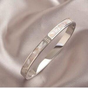 Silver Plated Mother Of Pearl bangle Bracelet stainless steel womens jewelry